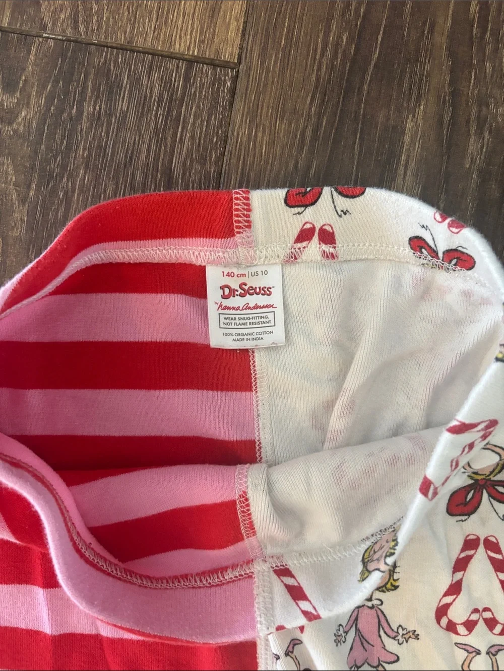 Hanna Andersson Pink and White Candy Cane Ballerina Kids Pajama Set